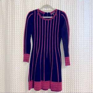 Black/Raspberry Maje Cotton Sweater Dress